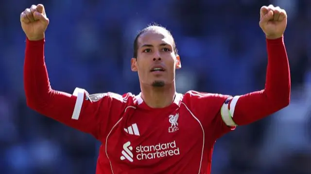 Virgil van Dijk of Liverpool celebrates