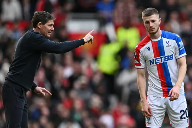 Oliver Glasner, manager of Crystal Palace and Adam Wharton