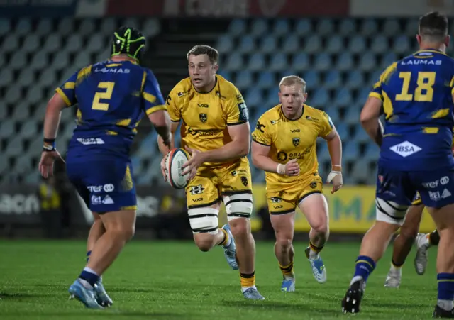 Ben Carter on the charge for Dragons