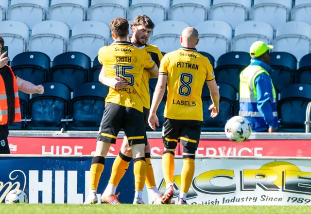 Robbie Muirhead celebrates with teammates