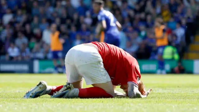 York's Josh Stones puts his head to the ground after missing a chance