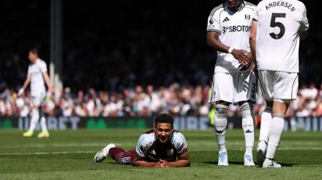 Ollie Watkins of Aston Villa reacts after a missed chance