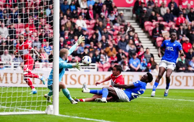 David Strelec scores Middlesbrough's second against Watford
