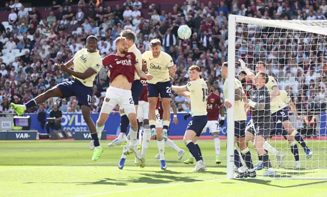 West Ham United's Tomas Soucek scores his side's first goal