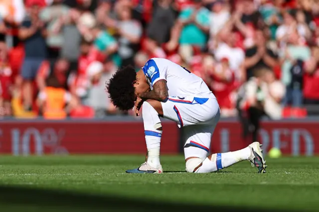 A dejected Chris Richards of Crystal Palace at full time