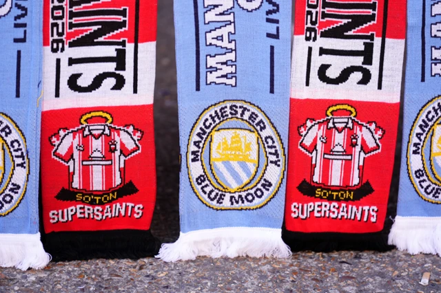 Blue and red scarves