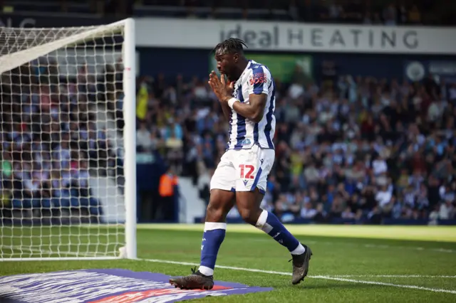 West Brom's Daryl Dike reacts to a missed chance