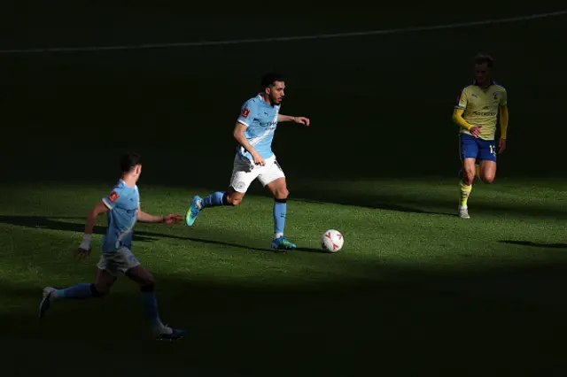 Rayan Cherki of Manchester City runs with the ball