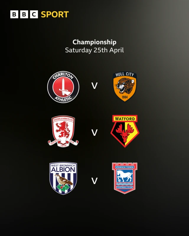 The three early fixtures listed using the club badges