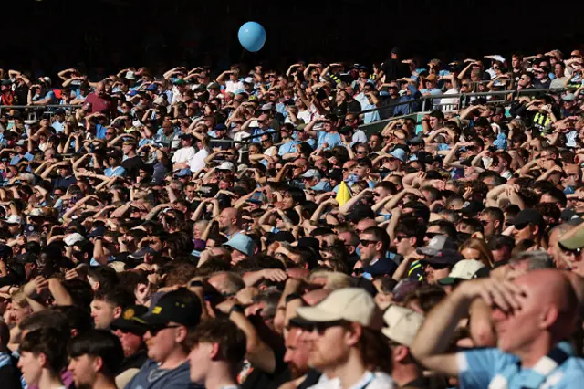 City fans awaits kick off in the English FA Cup semi final