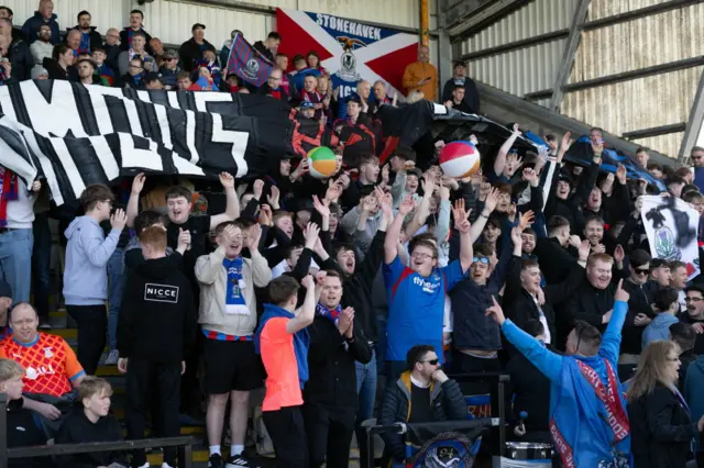 Caley Thistle fans enjoying themselves in Methil