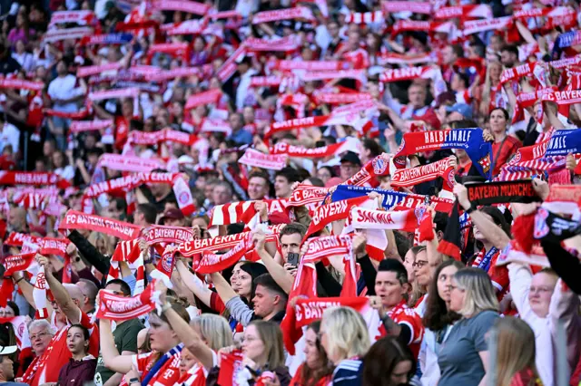 Bayern fans raise scarves pre kick off
