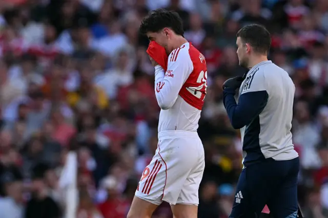 Kai Havertz reacts as he leaves the pitch injured
