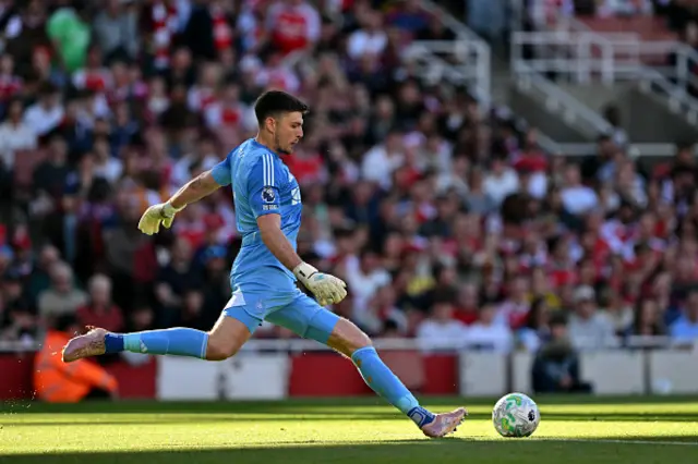Nick Pope takes a goal kick