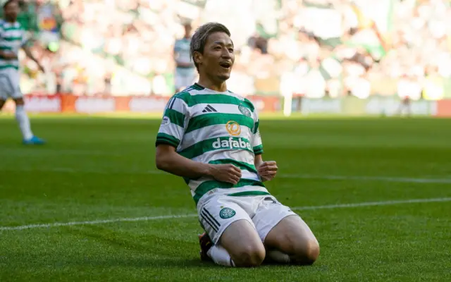 Daizen Maeda celebrates his second goal of the game