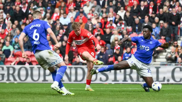 Tommy Conway scores Middlesbrough's fifth goal against Watford