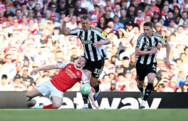 Viktor Gyoekeres of Arsenal is fouled by Dan Burn