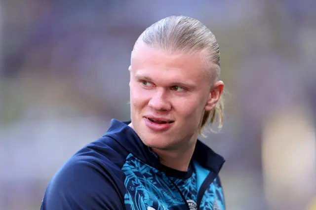 Erling Haaland of Manchester City looks on