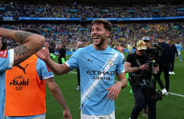 Nico Gonzalez of Manchester City celebrates