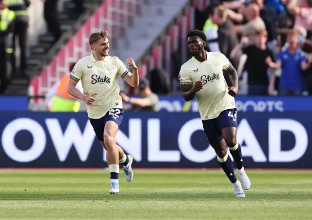 Kiernan Dewsbury-Hall of Everton celebrates scoring his team's first goal