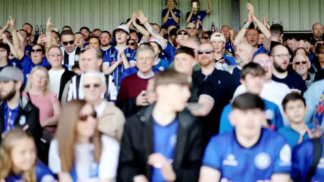 Rochdale fans at Spotland sing before kick-off
