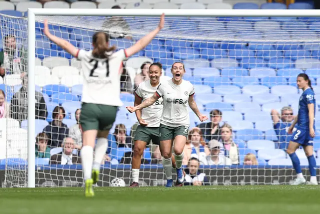 Ellie Carpenter of Chelsea celebrates scoring her team's third goal