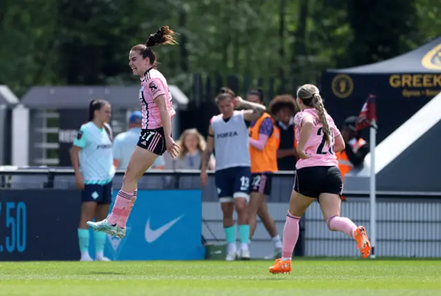 Shannon O'Brien of Leicester City scores her team's first goal