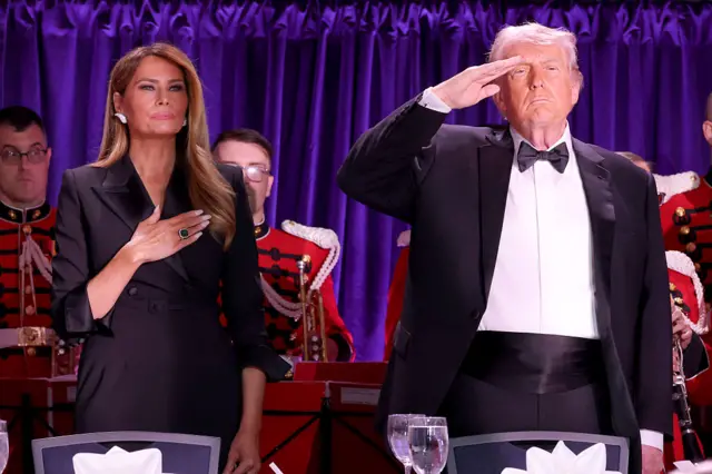 (L-R) Melania Trump and U.S. President Donald Trump attend the The White House Correspondents Dinner