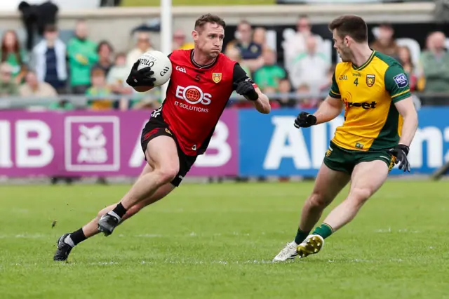 Down’s Caolan Mooney and Donegal's Eoghan Bán Gallagher