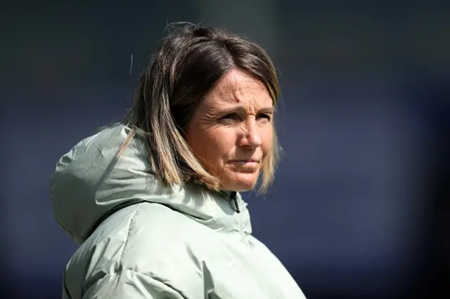 Sonia Bompastor, Manager of Chelsea, looks on