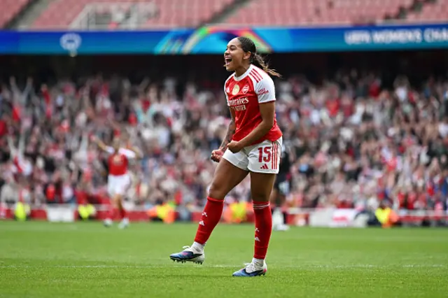 Olivia Smith of Arsenal celebrates scoring her team's second goal