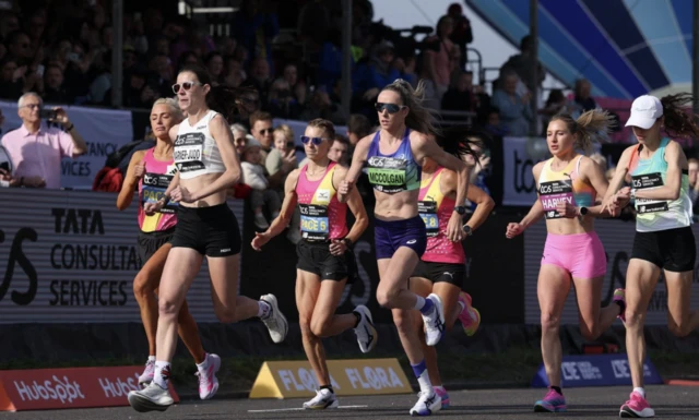 Britain's Eilish McColgan at the start of the women's elite race