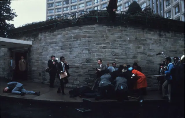 Exterior of Washington Hilton after the Reagan shooting