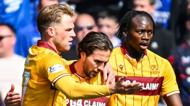 Motherwell players celebrating