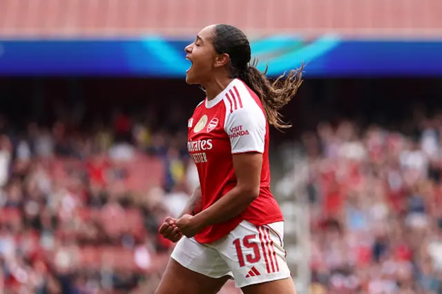 Olivia Smith of Arsenal celebrates scoring her team's second goal