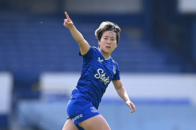 Yuka Momiki of Everton celebrates scoring her team's first goal