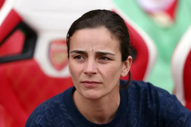 Renee Slegers, Manager of Arsenal, looks on