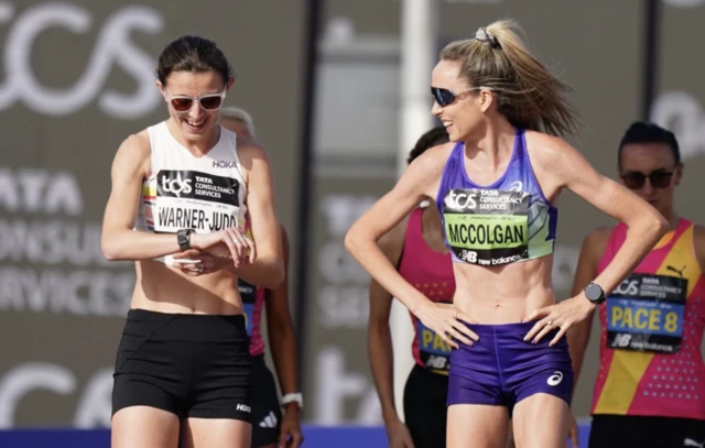 Jessica Warner-Judd (left) and Eilish McColgan (right) at the start