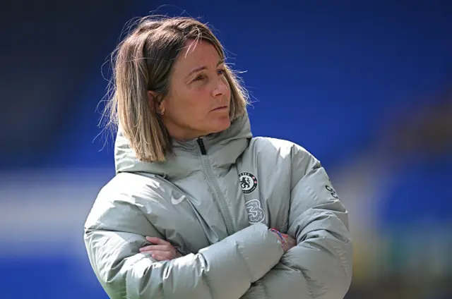 Sonia Bompastor, Manager of Chelsea, looks on