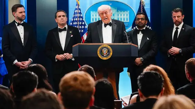 Donald Trump speaks in briefing room