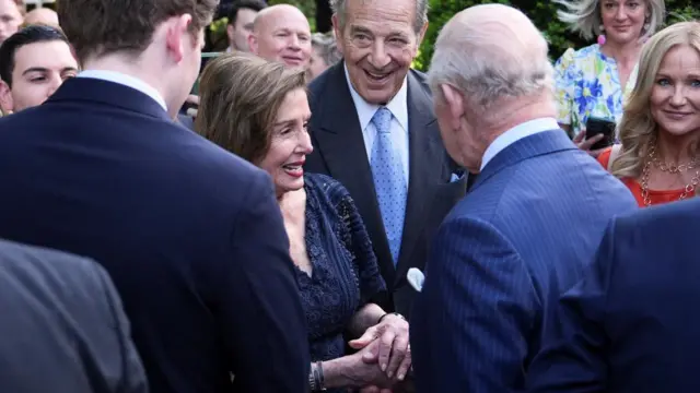 King Charles greets former US Speaker of the House Nancy Pelosi