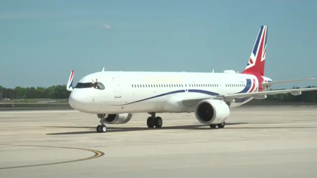 Plane with UK flag.