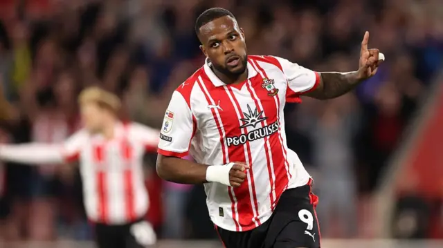 Cyle Larin celebrates scoring for Southampton