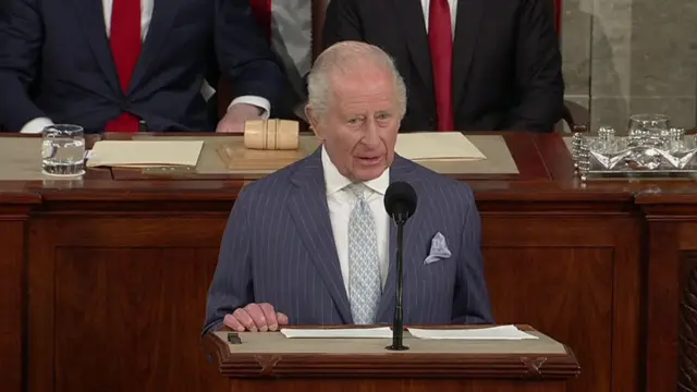 King Charles delivers a speech in the US House of Representatives.