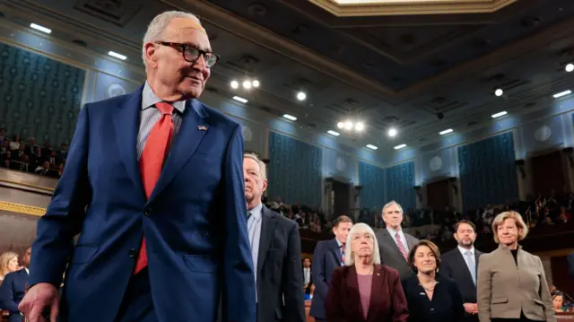 Chuck Schumer arriving at the House Chamber for the King's address
