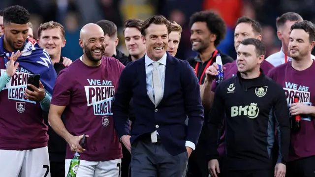 Scott Parker celebrates Burnley's promotion to the Premier League
