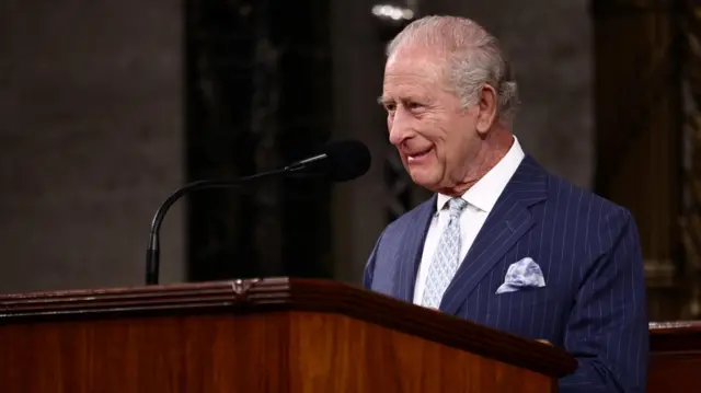 Britain's King Charles addresses a joint meeting of Congress in the House Chamber of the U.S. Capitol in Washington, D.C., U.S., April 28, 2026.