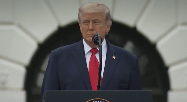 Trump behind lectern