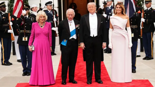 A close up of the King and Queen, with Donald and Melania Trump