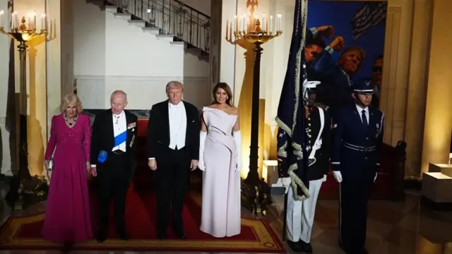 Also in the background hanging on the wall is a painting of the president, moments after he survived his first assassination attempt in Butler, Pennsylvania, when a bullet grazed his ear.